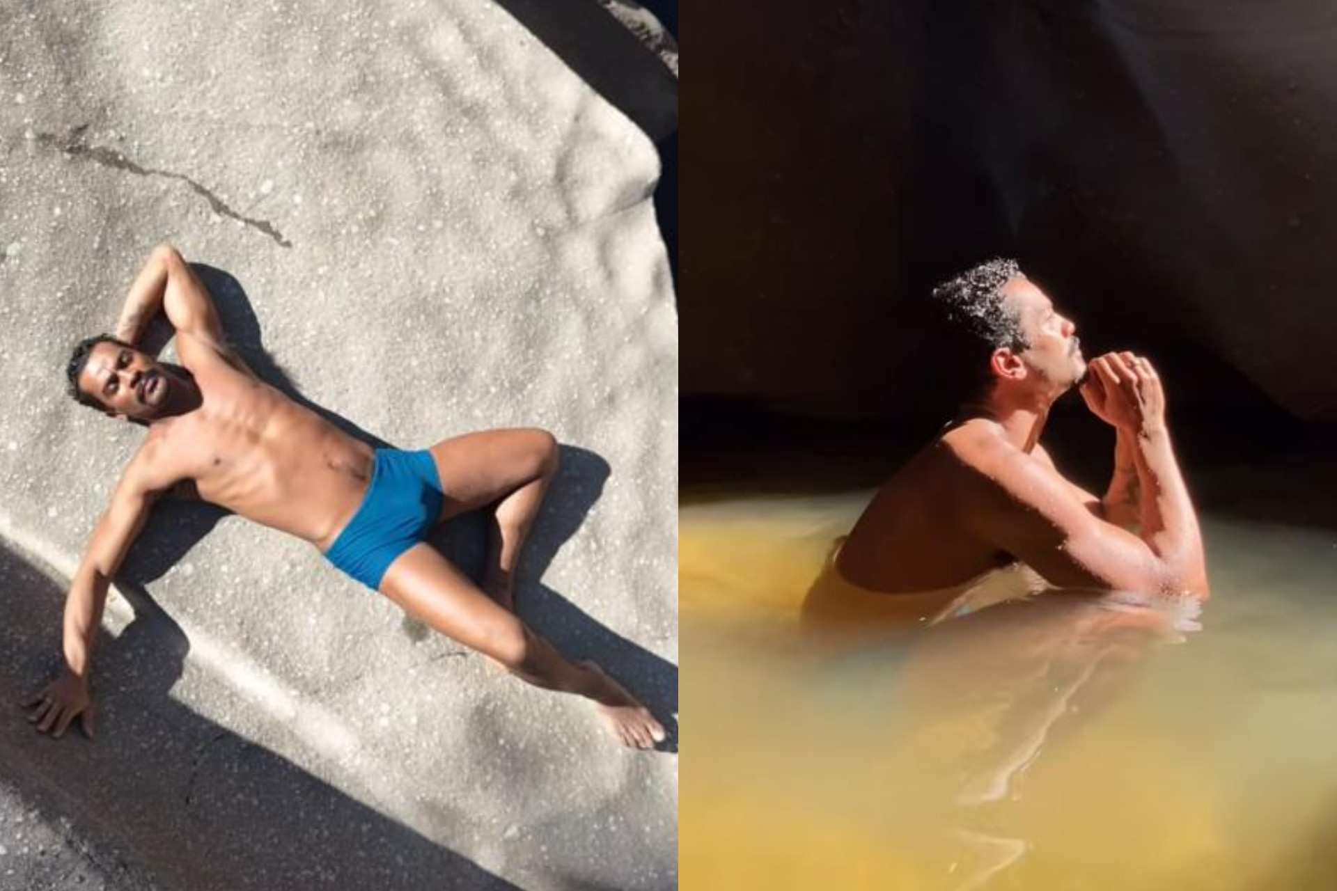 Samuel de Assis surge nu ao aproveitar dia em cachoeira 
 - Reprodução / Instagram 