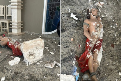 Imagem de São Sebastião é profanada