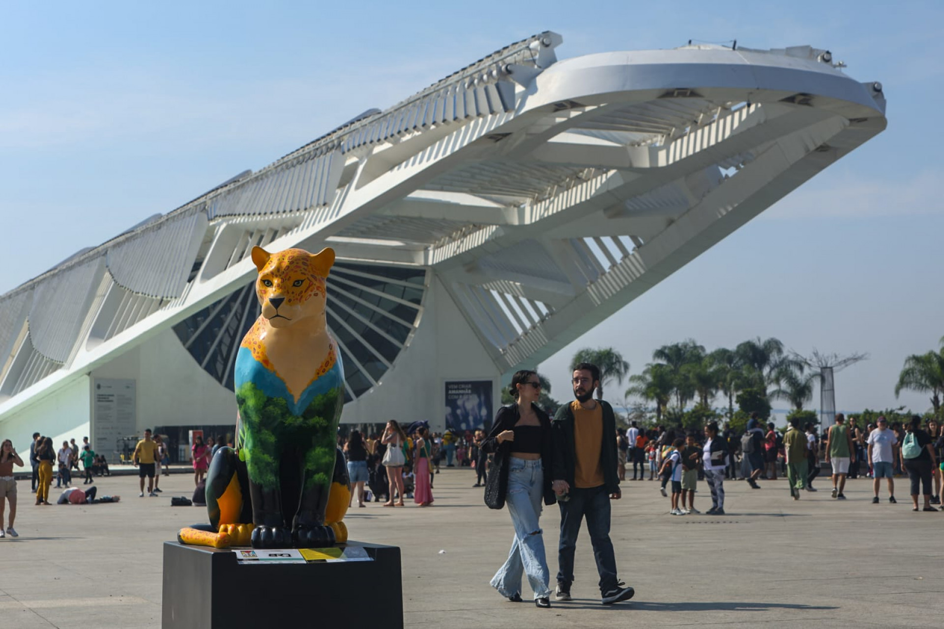 Em período de férias escolares, cariocas e turistas aproveitam clima bom para passear na Praça Mauá - Renan Areias/Agência O Dia