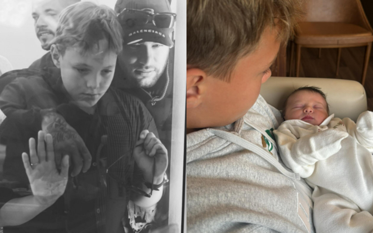 Ao lado de Davi Lucca, Neymar compartilha primeiras fotos da filha Helena