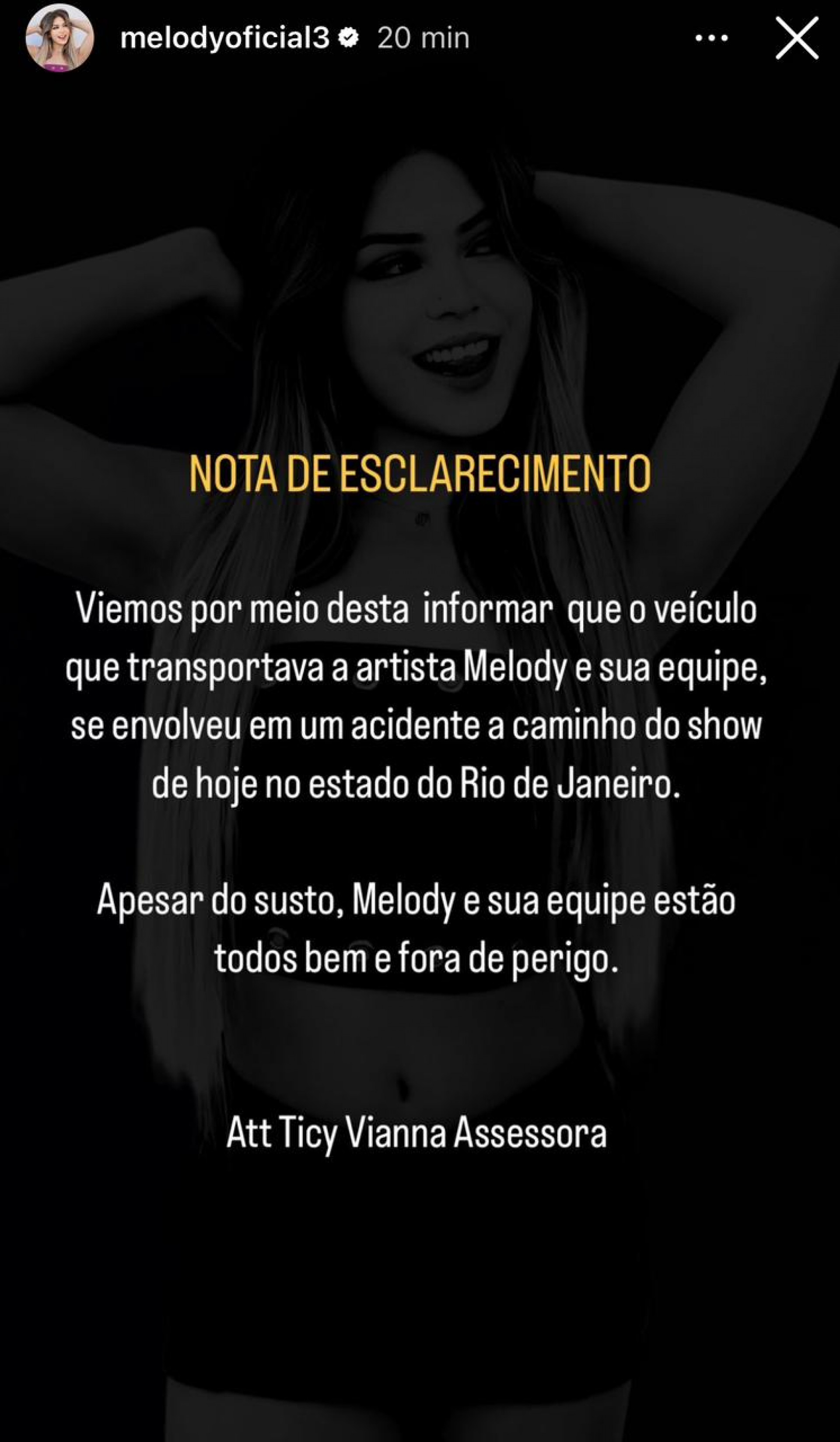 Nota oficial - Reprodução / Instagram