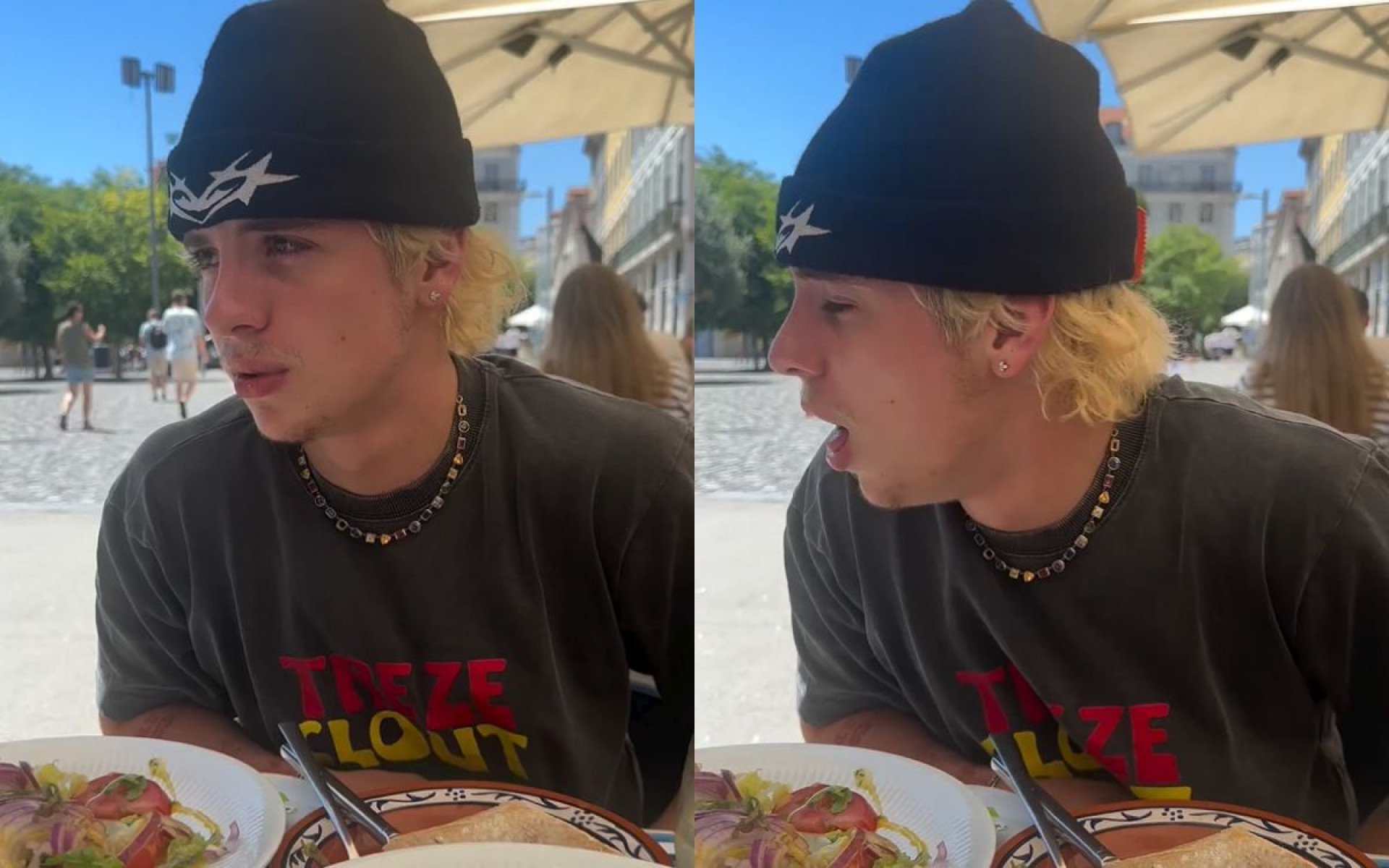 Juliano Floss quase vomita após Marina Sena comer olho de peixe - Reprodução / Instagram