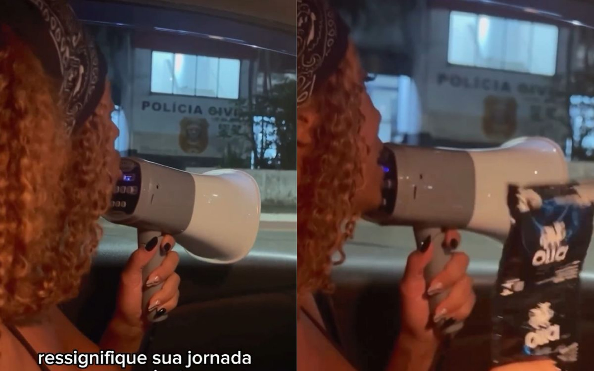 Lumena usa megafone para ironizar prisão de Nego Di - Reprodução / Instagram