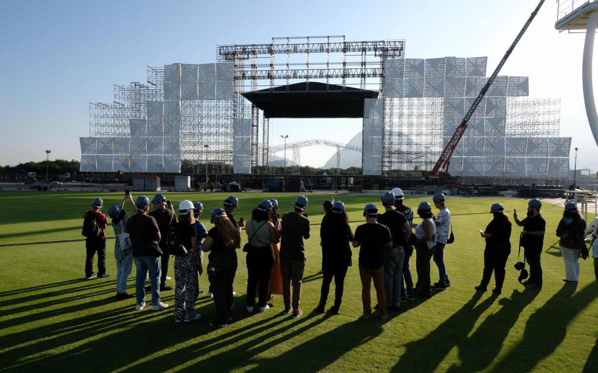 Visita na montagem das estruturas do Rock in Rio 2024. - Pedro Teixeira/Agência O Dia