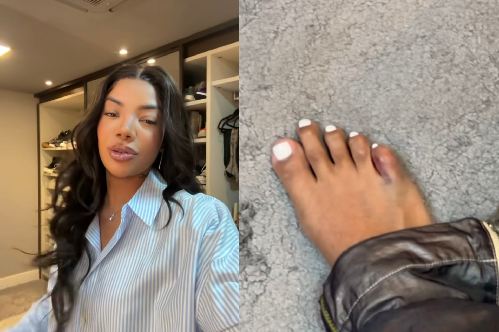 Ludmilla machuca dedo do pé em brincadeira com irmão - Reprodução