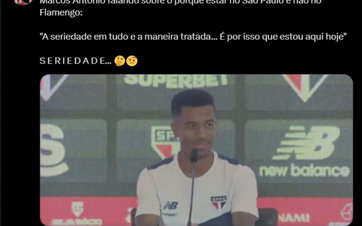 Marcos Antônio alfineta diretoria do Flamengo em sua apresentação