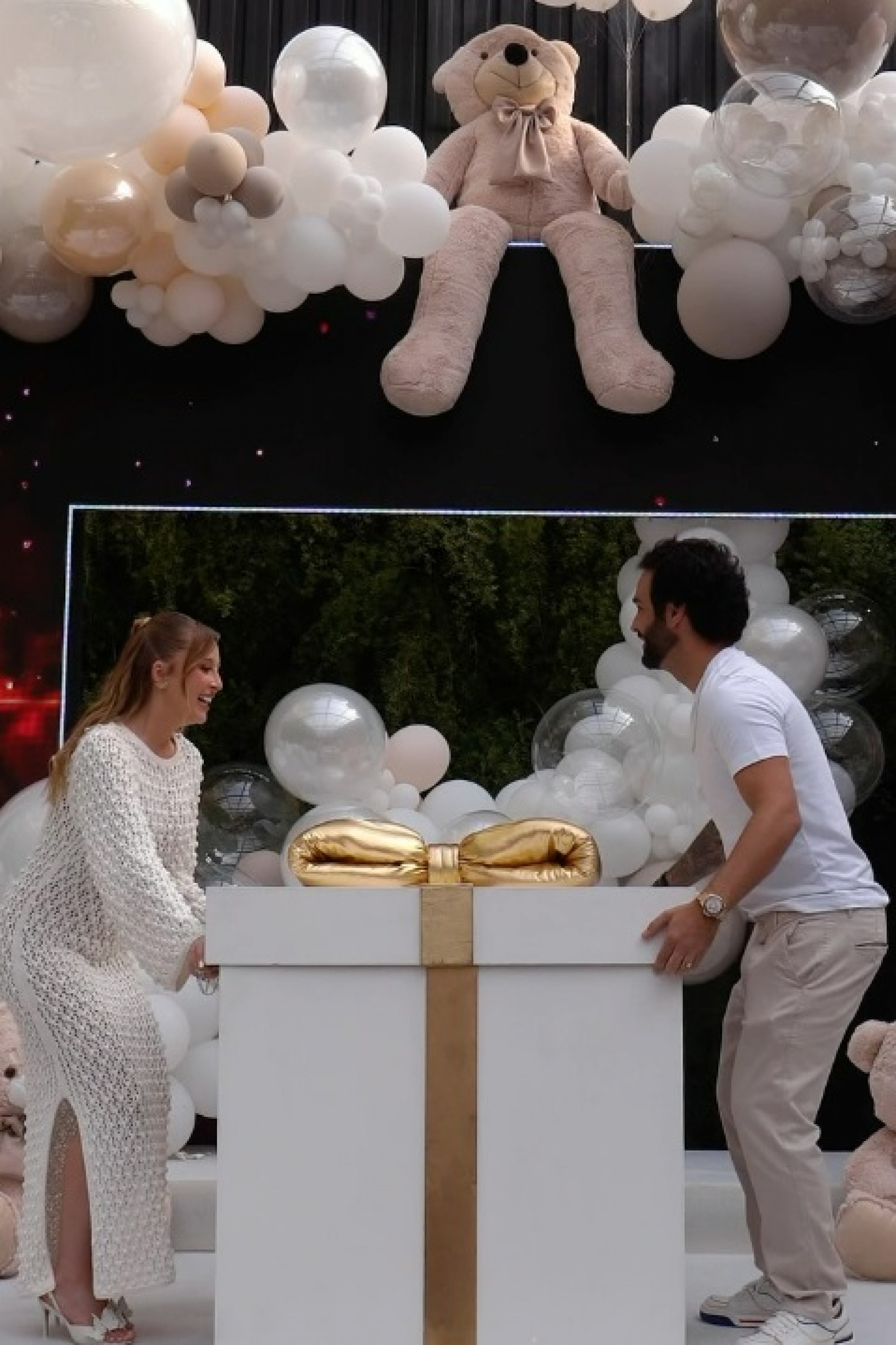 Duda Reis e o marido, Du Nunes, durante o chá revelação - Reprodução de vídeo