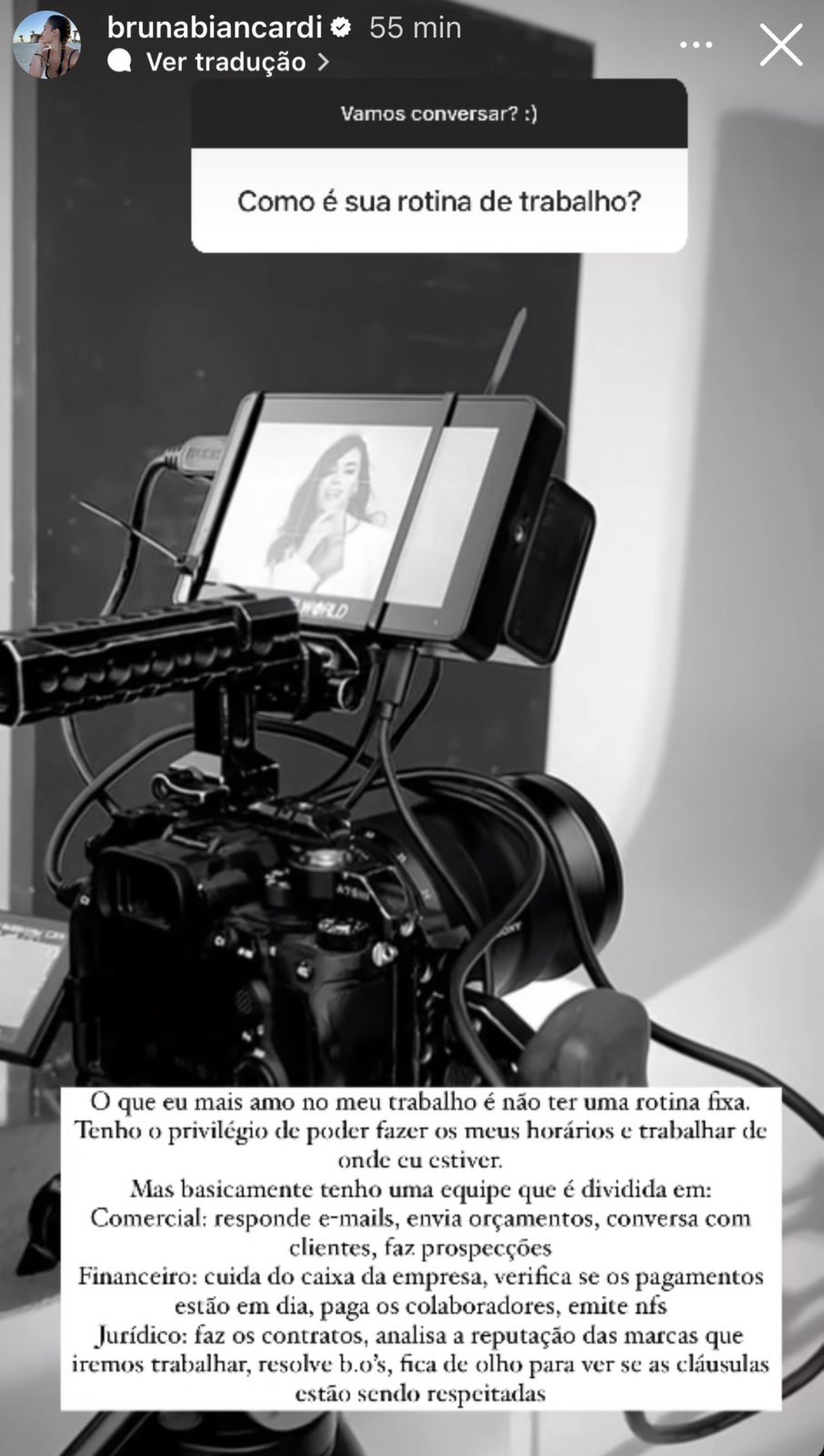 Bruna Biancardi fala como é o seu trabalho - Reprodução / Instagram
