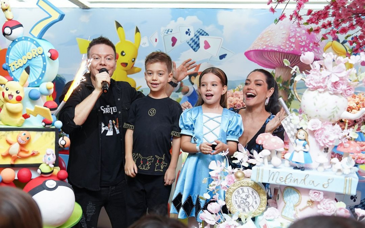 Michel Teló e Thais Fersoza fazem festa dupla para os filhos 
