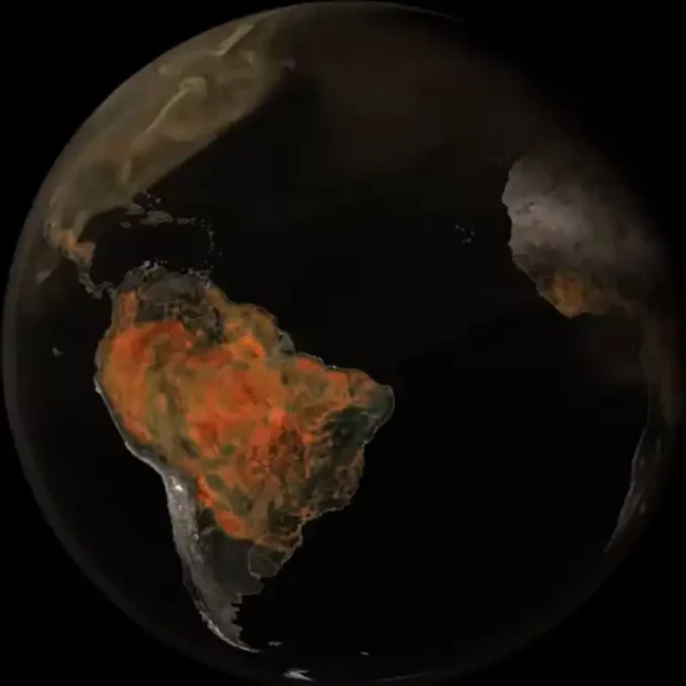 Nasa grava movimento de nuvens de gás poluente sobre a Terra