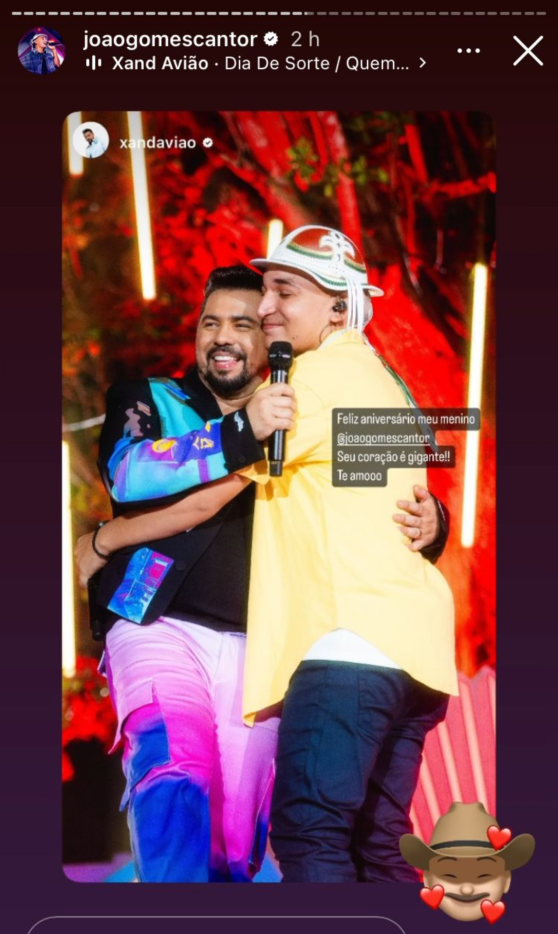 Xand Avião parabeniza João Gomes por seu aniversário - Reprodução / Instagram