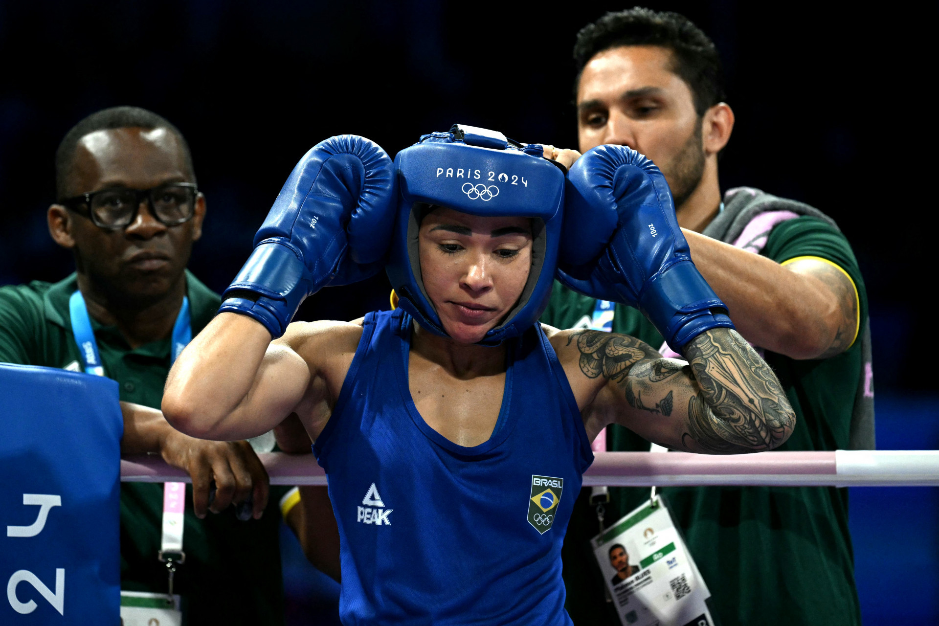 Caroline Almeida foi eliminada nas oitavas de final do boxe - AFP