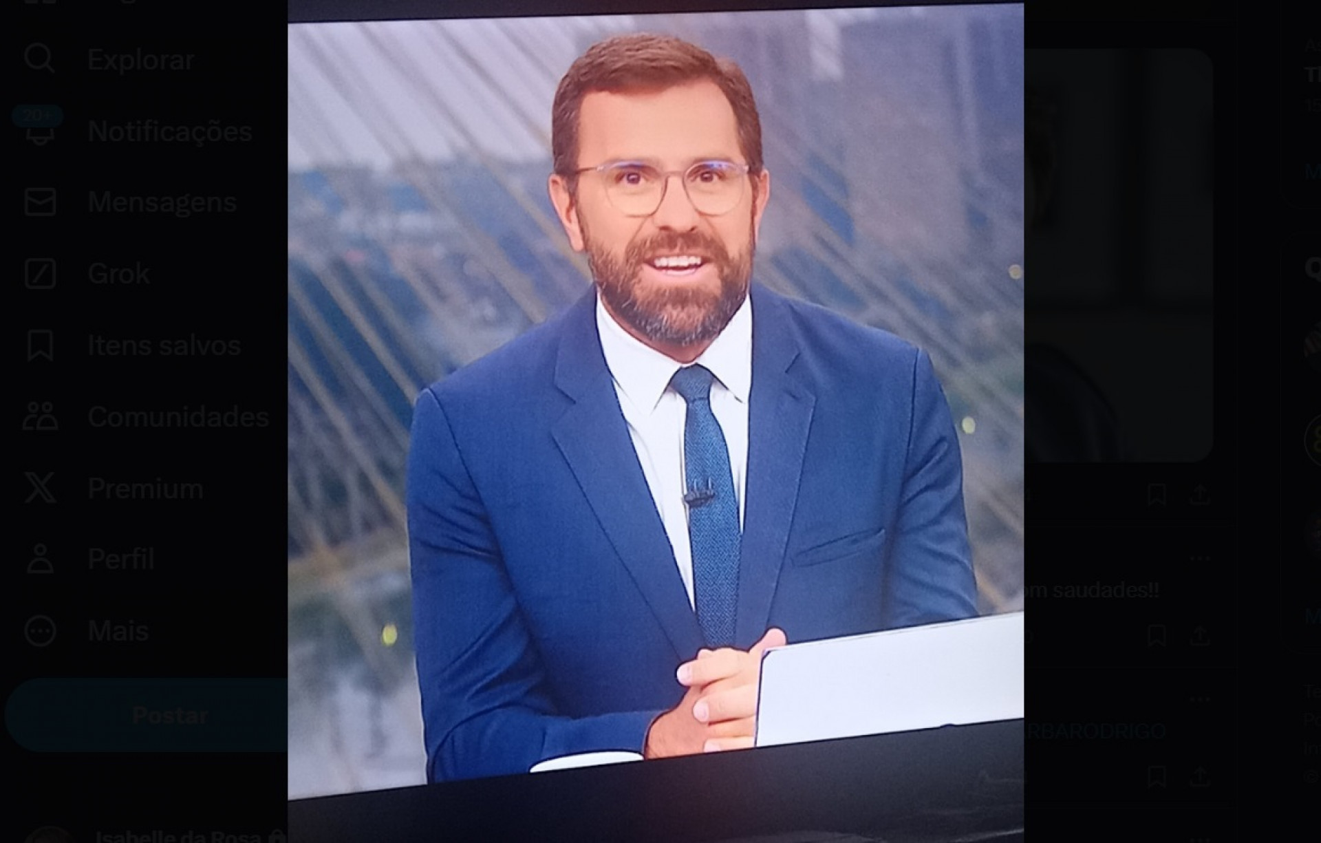 Rodrigo Bocardi aparece com barba durante o 'Bom dia SP' - Reprodução