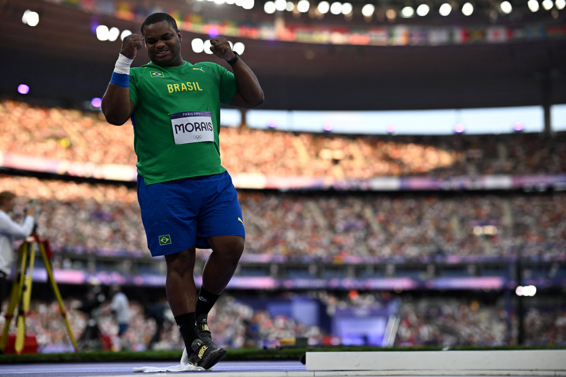 Wellington Morais foi o &uacute;nico brasileiro a competir no arremesso de peso, mas n&atilde;o foi &agrave; final - Ben Stansall / AFP