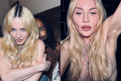 Madonna posa com namorado e faz topless em novos cliques