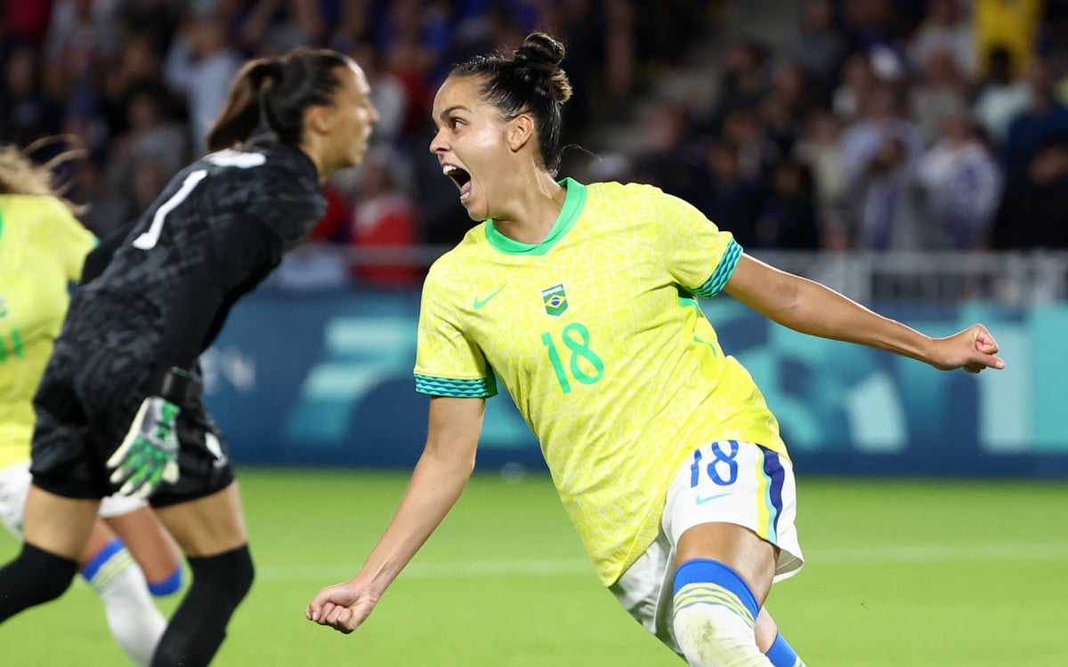 Gabi Portilho marcou o gol do Brasil na vit&oacute;ria sobre a Fran&ccedil;a - Romain Perrocheau / AFP