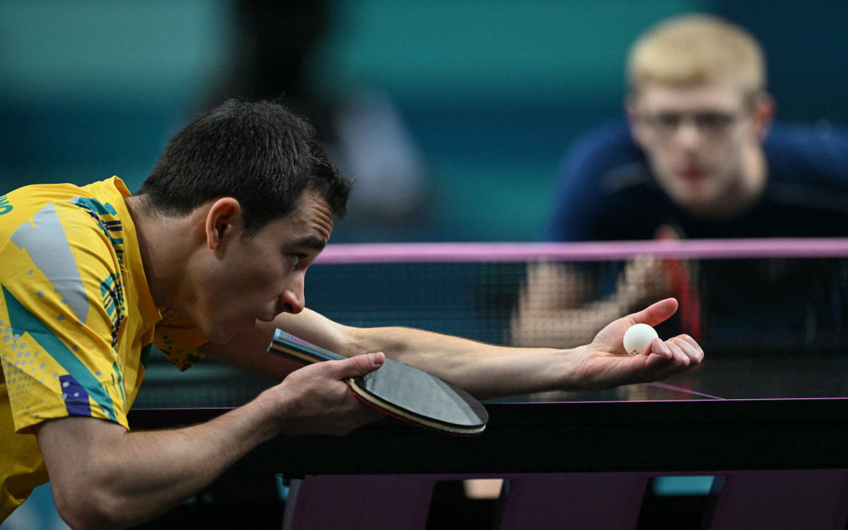 Hugo Calderano enfrentou o francês Felix Lebrun pelo bronze no tênis de mesa - Jung Yeon-je / AFP