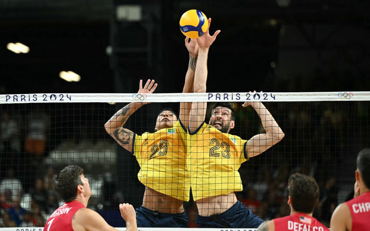 Brasil enfrentou os Estados Unidos no v&ocirc;lei - Natalia Kolenikova / AFP