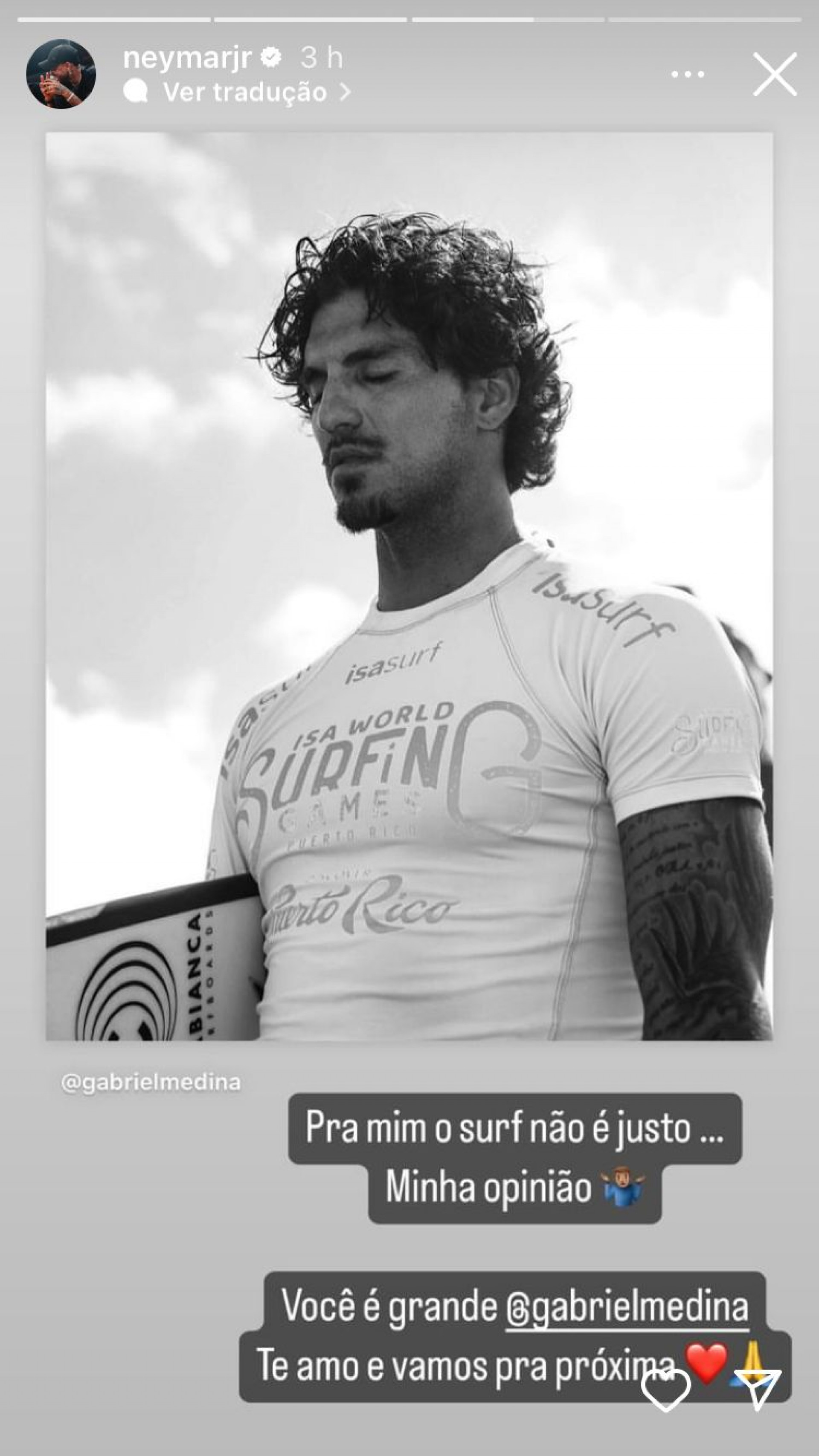 Famosos lamentam derrota de Gabriel Medina nos Jogos Olímpicos 2024 - Reprodução / Instagram