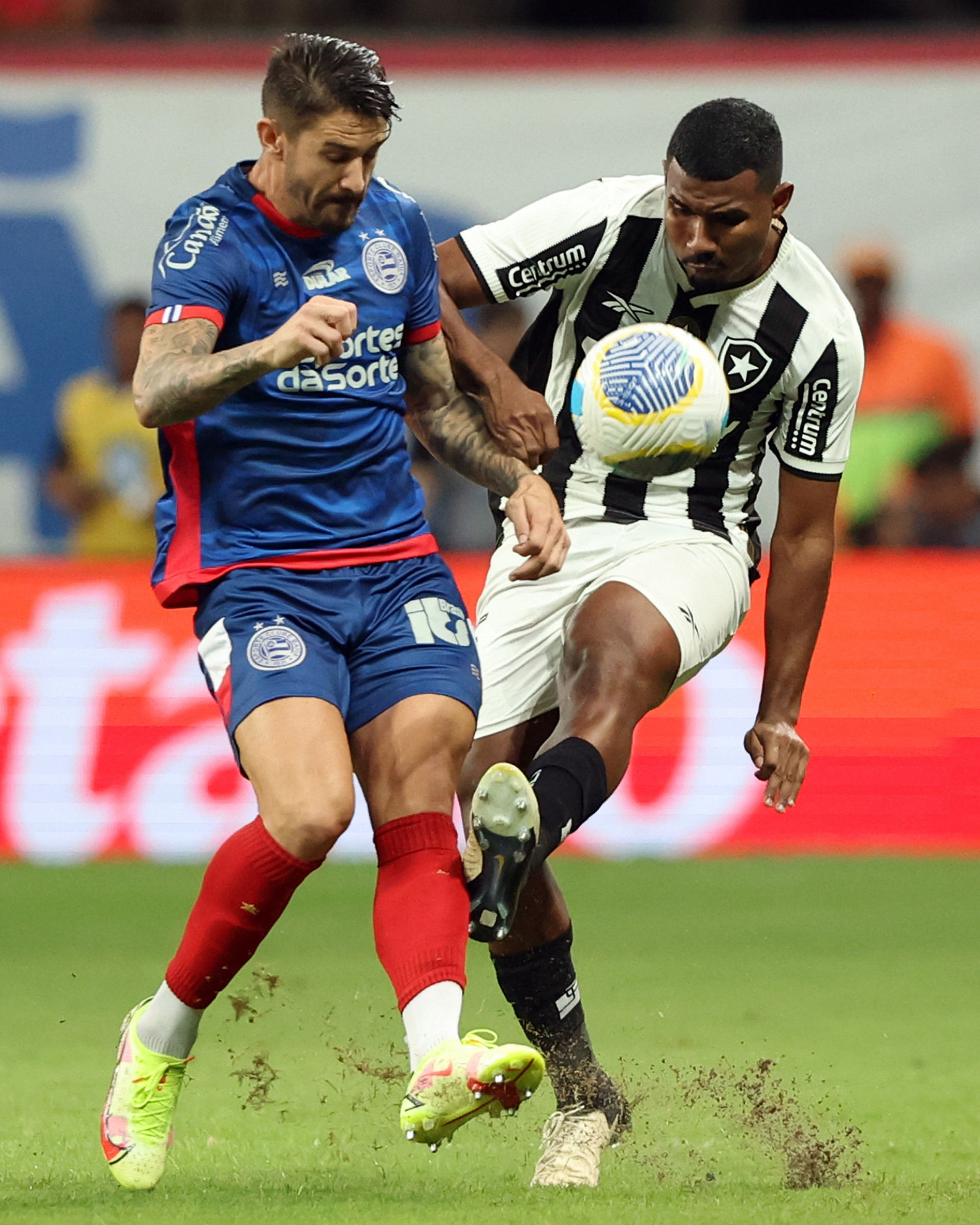 Cuiabano, do Botafogo, e Everaldo, do Bahia, disputam a bola -  V&iacute;tor Silva/Botafogo