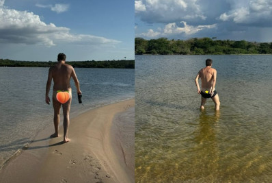 Fábio Porchat posa peladão durante viagem ao Pará 