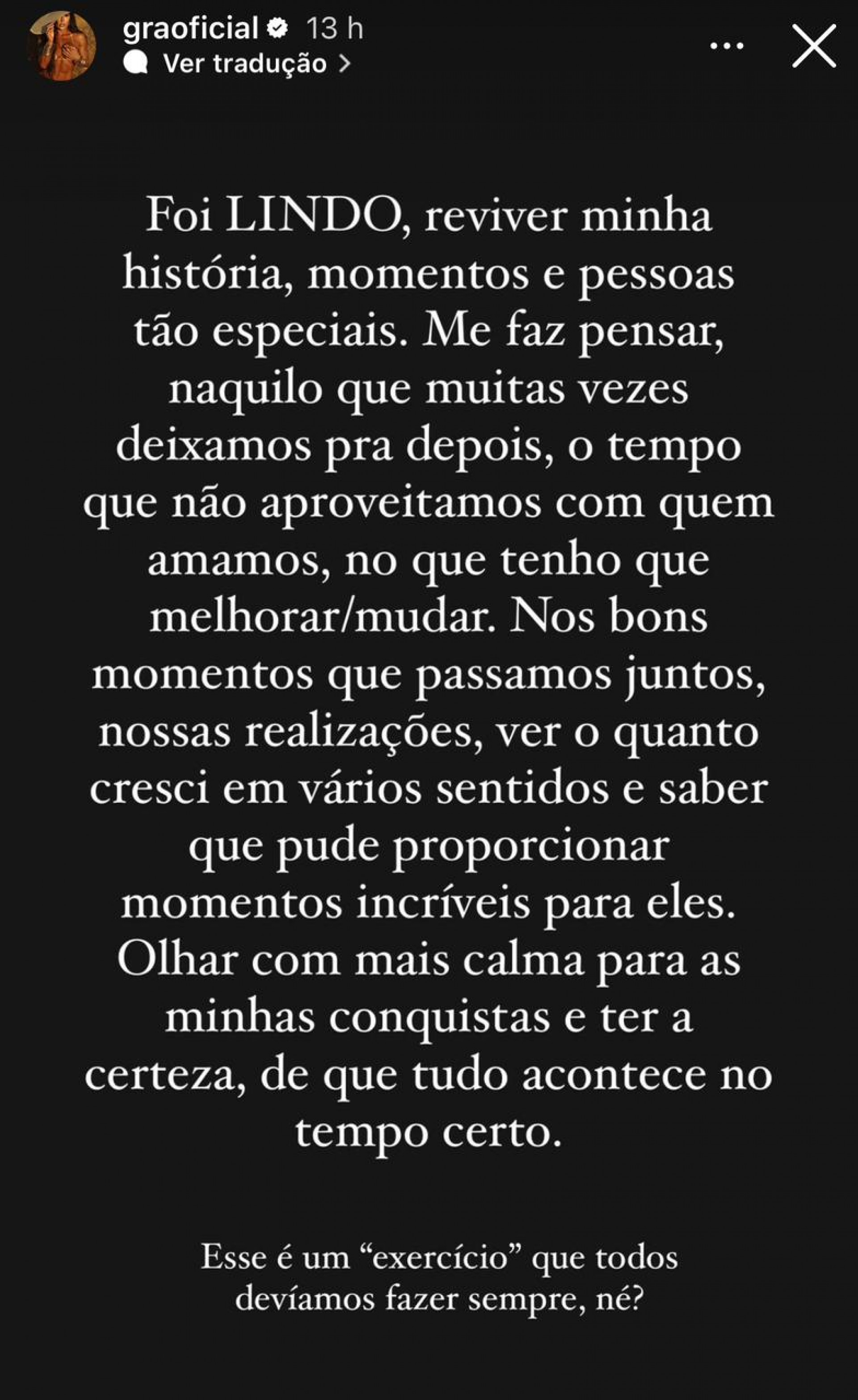 Gracyanne Barbosa publica momento de reflexão - Gracyanne Barbosa publica momento de reflexão