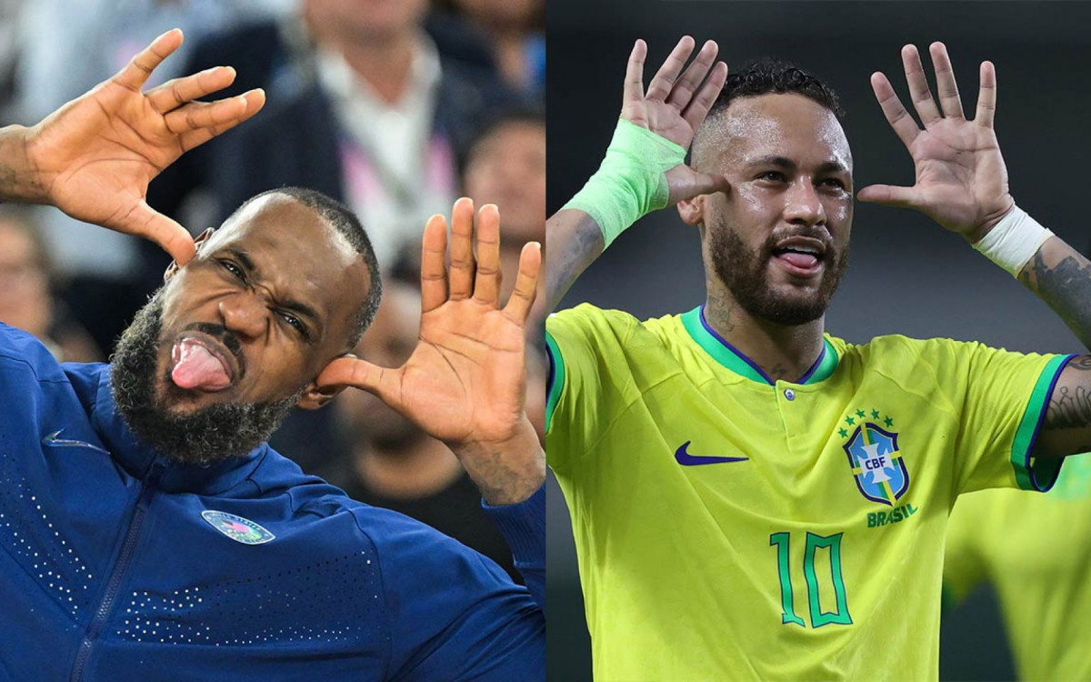 Lebron comemora imitando Neymar e viraliza nas redes. Compare os dois