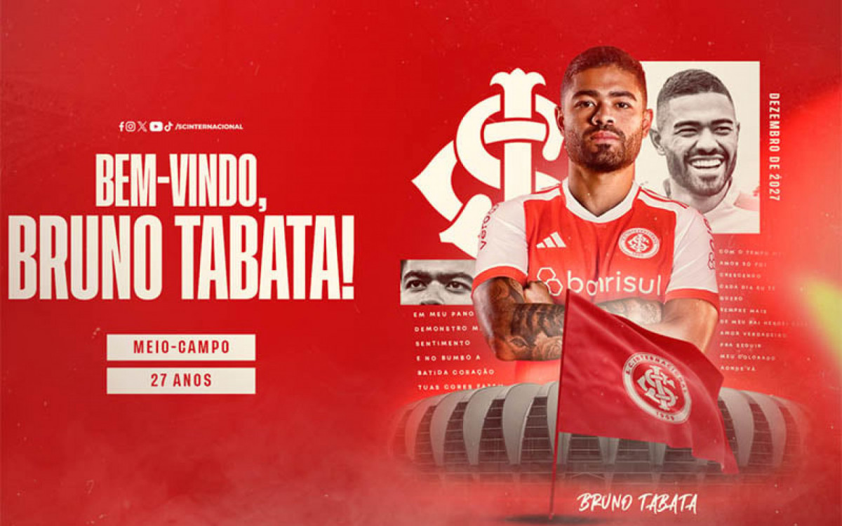 Internacional oficializa a contratação de Bruno Tabata