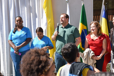 Prefeito Juninho e vice Arlindo inauguram nova escola em Paty