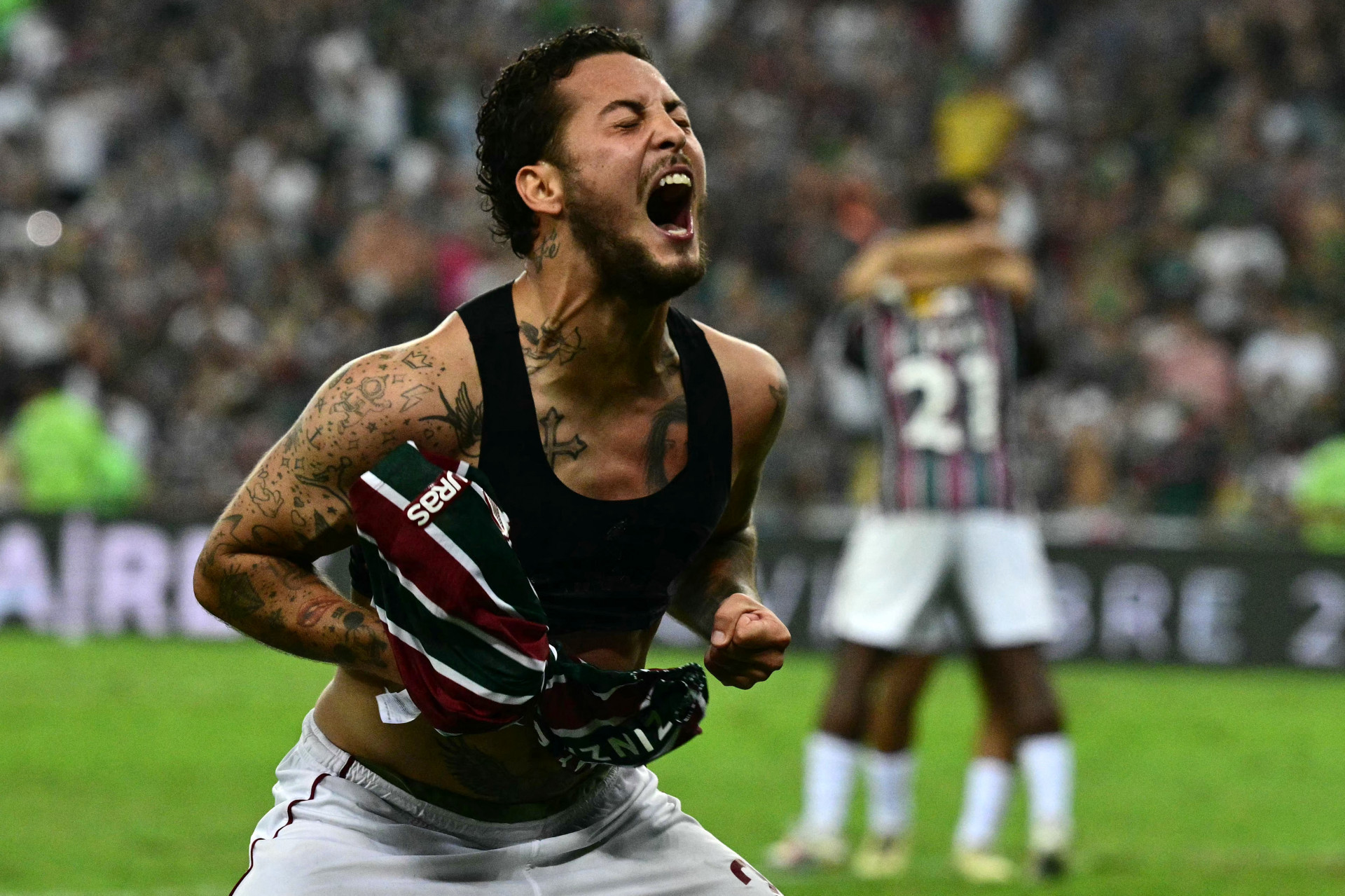 Guga comemora a vaga para as quartas da Libertadores - Pablo Porciuncula / AFP