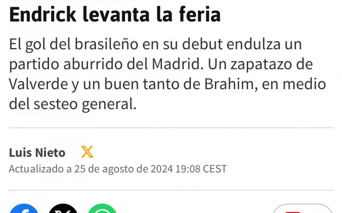 Endrick em destaque no Diario As