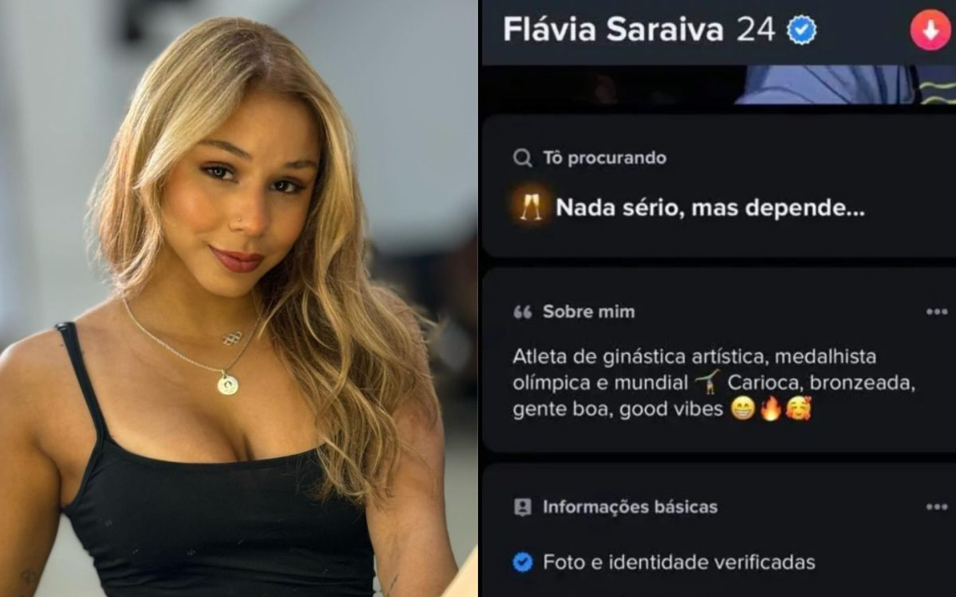 Flavia Saraiva cria perfil em aplicativo de namoro  - Reprodução Instagram / X