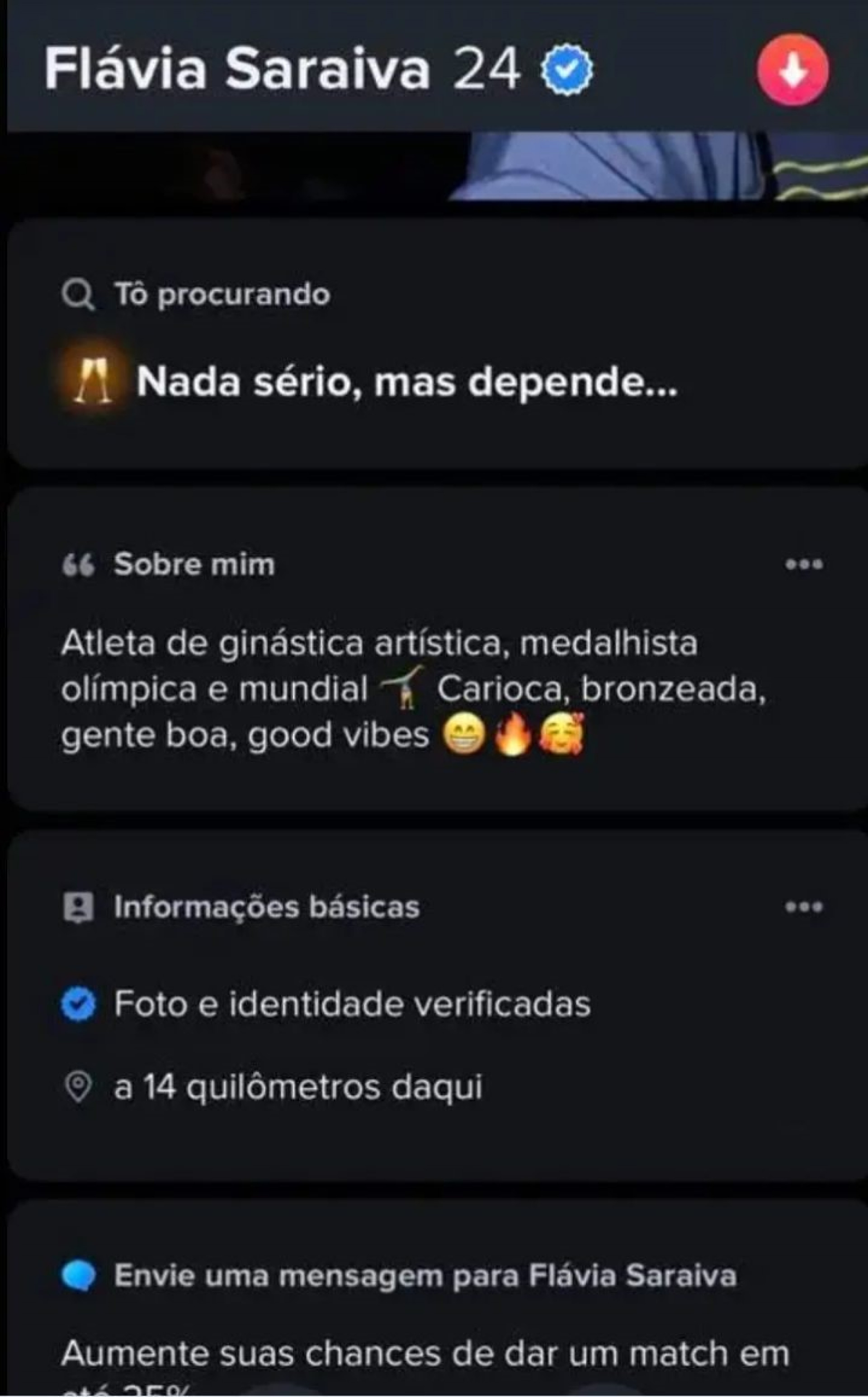 Flavia Saraiva cria perfil em aplicativo de namoro  - Reprodução / X