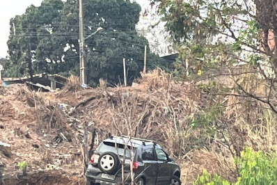 Carro cai em ribanceira na área central