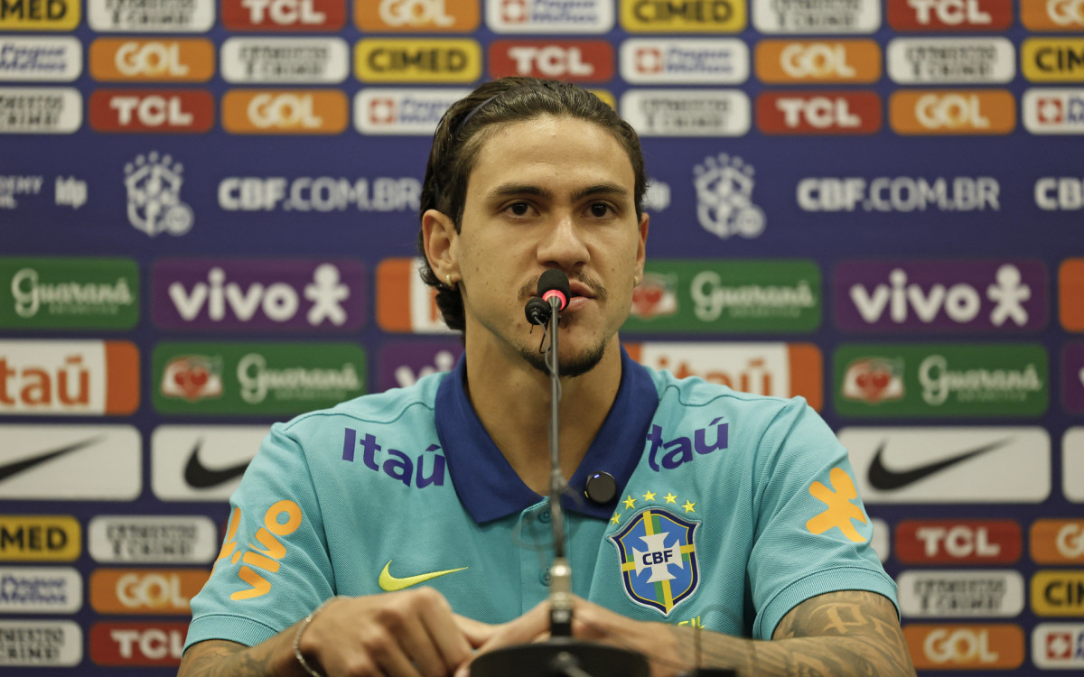 Pedro, atacante do Flamengo e da seleção brasileira, em entrevista coletiva 