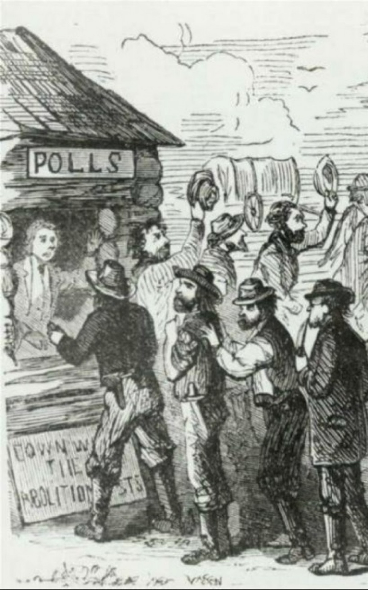 Em 30 de março de 1855, o estado do Kansas promoveu uma eleição para decidir se tornava-se um estado livre ou se continuava sendo administrado pelos escravagistas. Políticos de outros estados enviaram milhares de pessoas ao Kansas para influenciar a votação. Após o resultado, que manteve a política de escravidão, um senador foi linchado por uma multidão. Esse caso colaborou para o início da Guerra Civil Americana - Reprodução