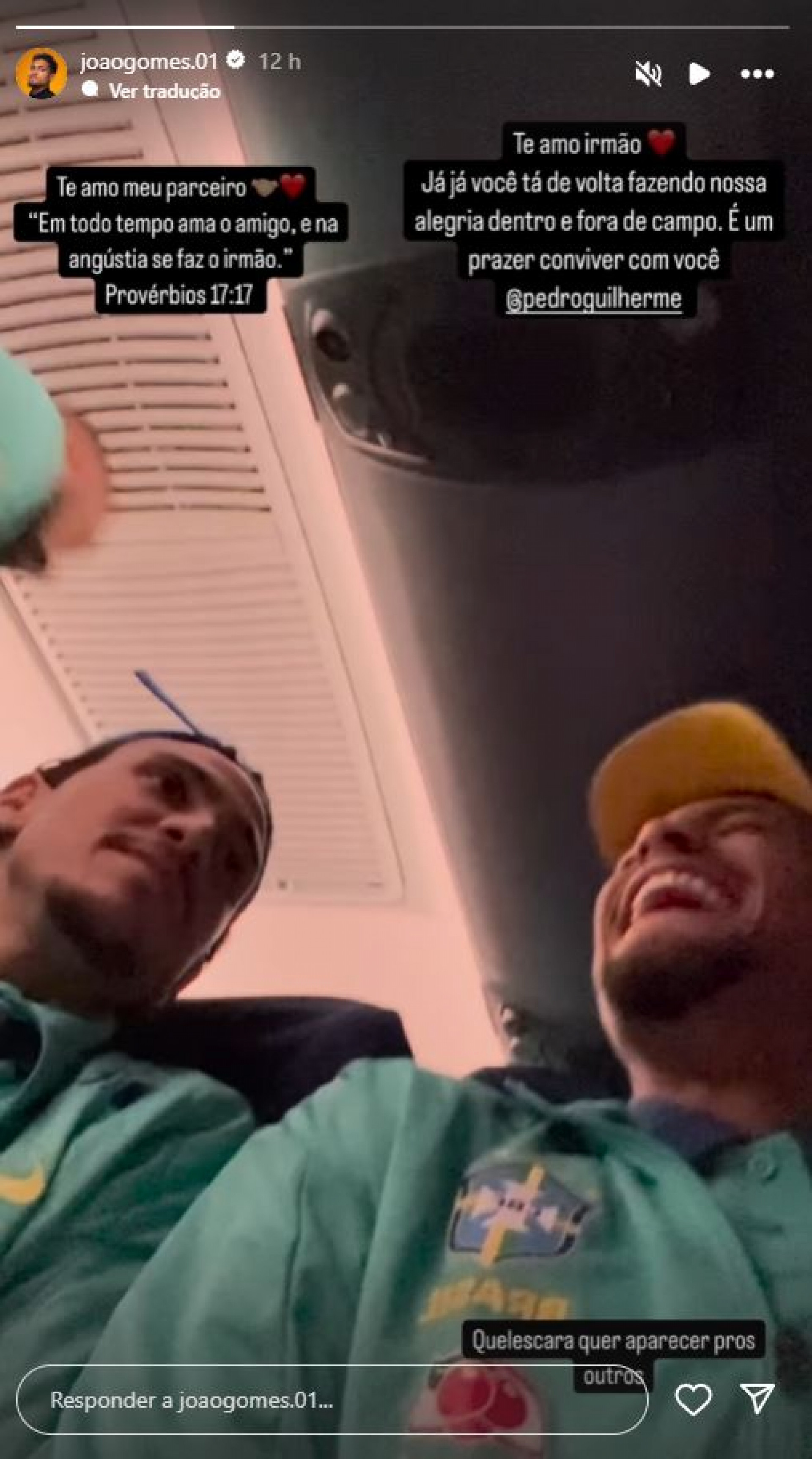 João Gomes a Pedro: 'É um prazer conviver com você' - Reprodução / Instagram