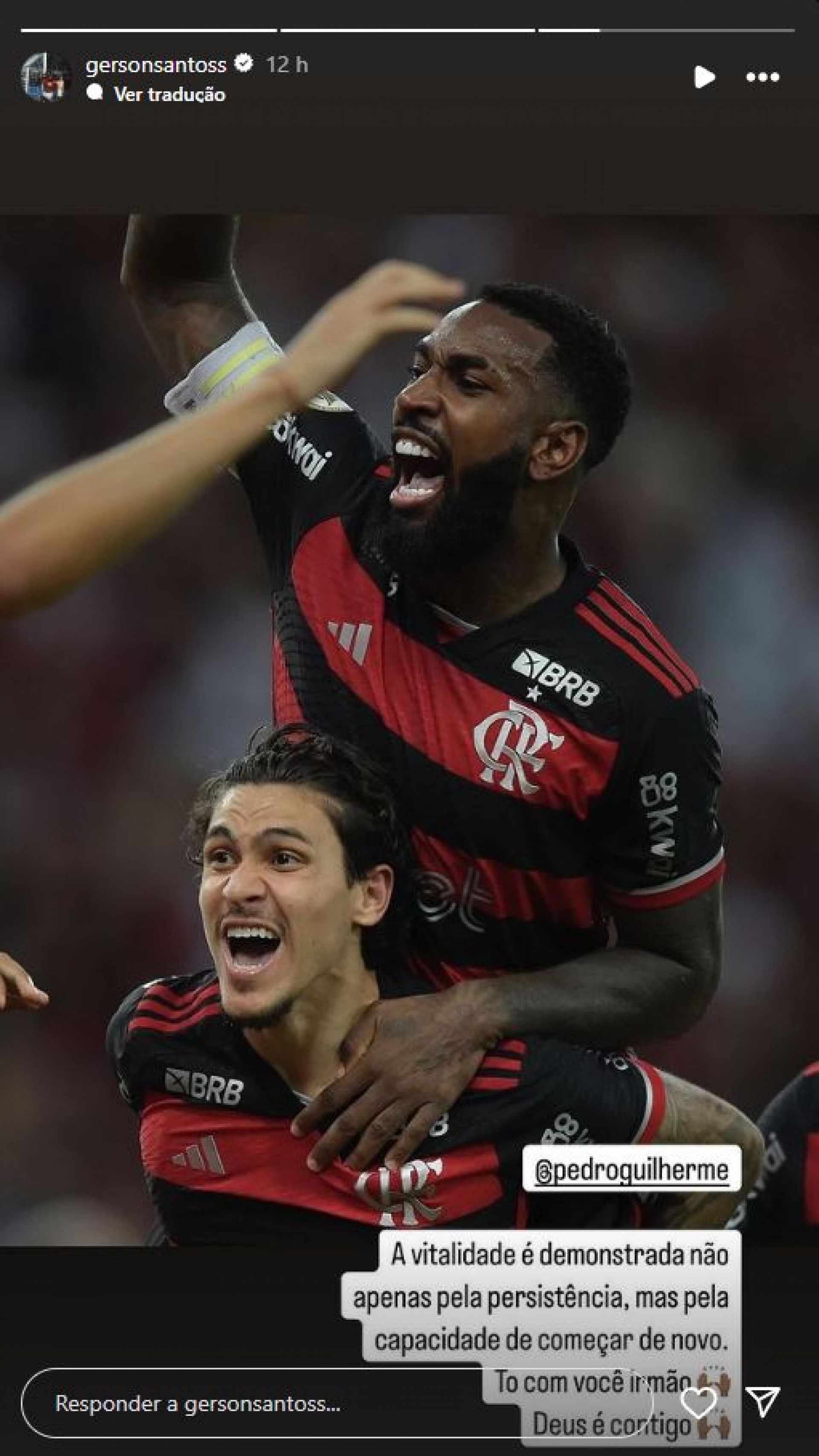 Gerson a Pedro: 'Tô com você, irmão' - Reprodução / Instagram