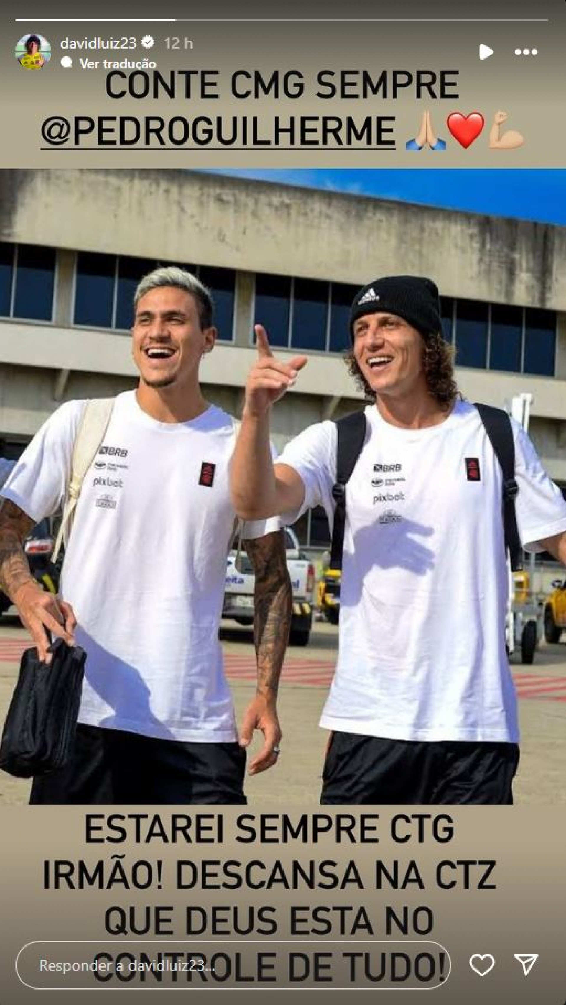 David Luiz a Pedro: 'Descansa na certeza que Deus está no controle de tudo' - Reprodução / Instagram