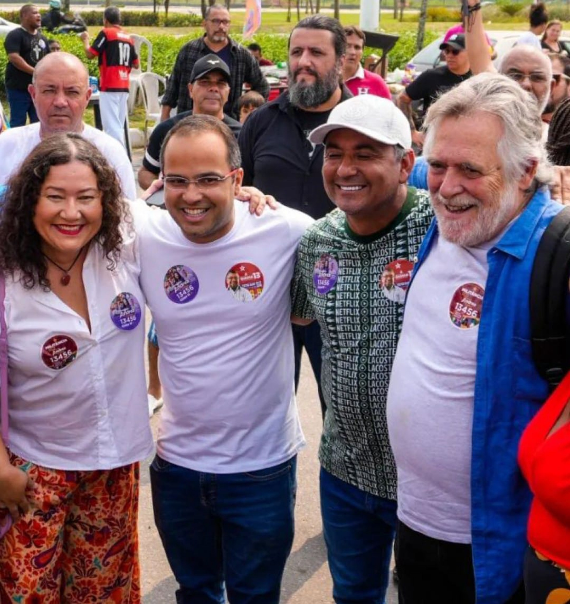 Andrea Cunha, o candidato a vice-prefeito João Maurício, o Deputado Estadual Renato Machado e o ator militante José de Abreu