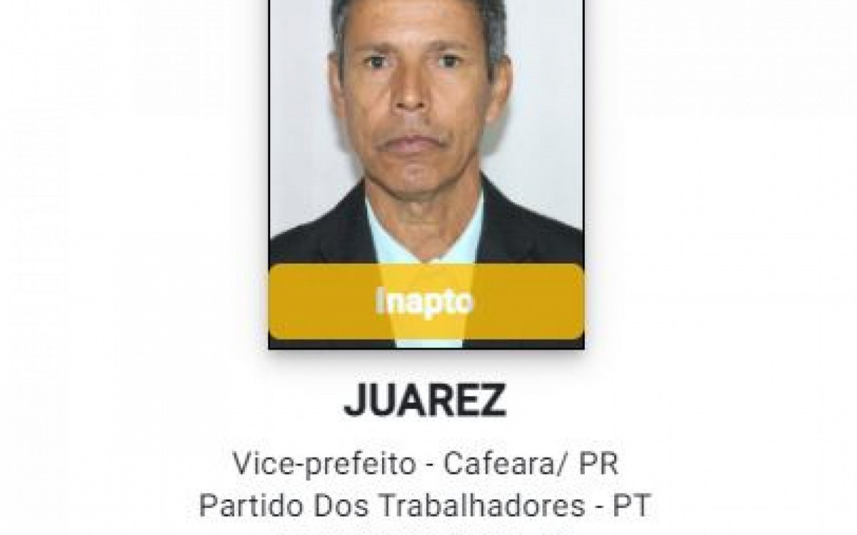 Juarez Teodoro da Silva (PT), candidato a vice-prefeito em Cafeara (PR), sofria com problemas cardíacos, o que o levou a ser internado. Ele faleceu em um hospital de Londrina aos 57 anos, no final do mês de julho