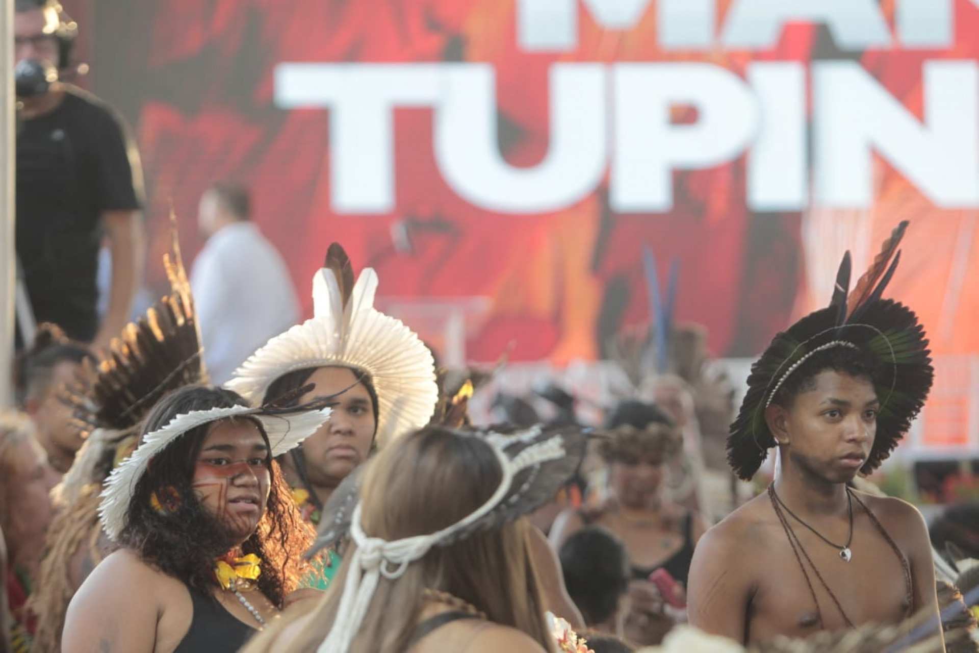 Indígenas celebraram retorno do Manto Tupinambá ao Brasil durante evento na Quinta da Boa Vista - Reginaldo Pimenta / Agência O Dia