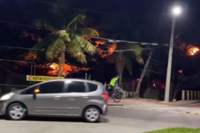 Incêndio destrói área de vegetação perto de praia na Zona Oeste