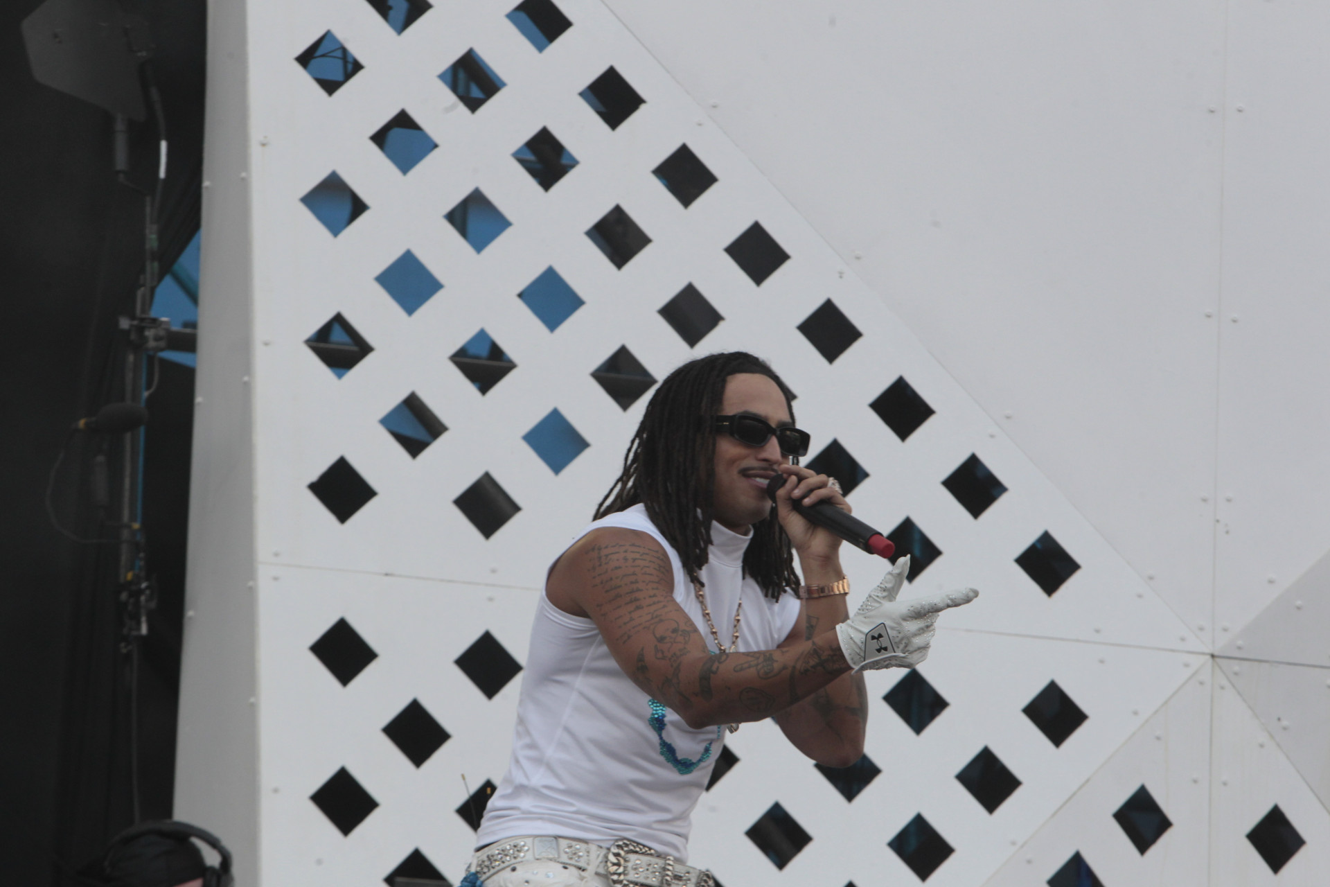 Matue apresenta seu show, realizado no Palco Mundo, durante o primeiro dia do Festival Rock In Rio Brasil - 40 anos e para sempre, realizado na Cidade do Rock, nesta sexta(13). - Reginaldo Pimenta / Agencia O Dia