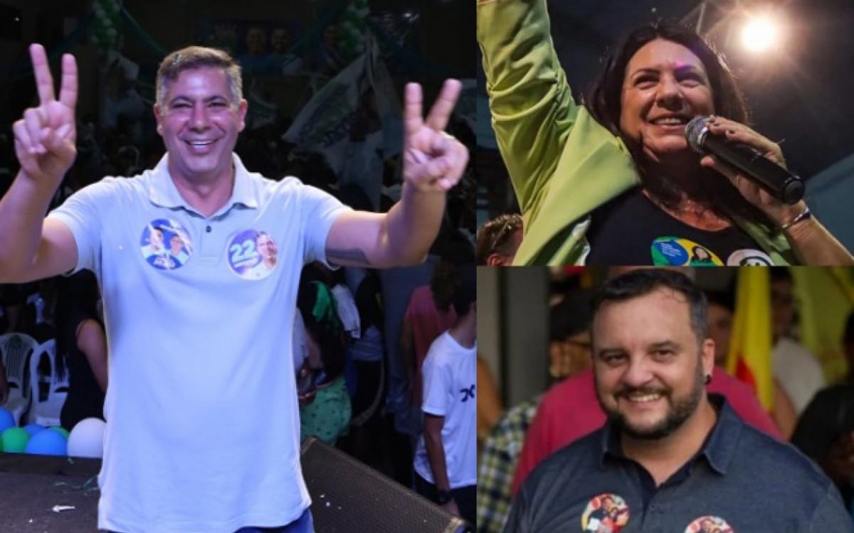 Dr. Serginho (PL), atual prefeita, Magdala Furtado (PV) e Rafael Pe&ccedil;anha (Rede)