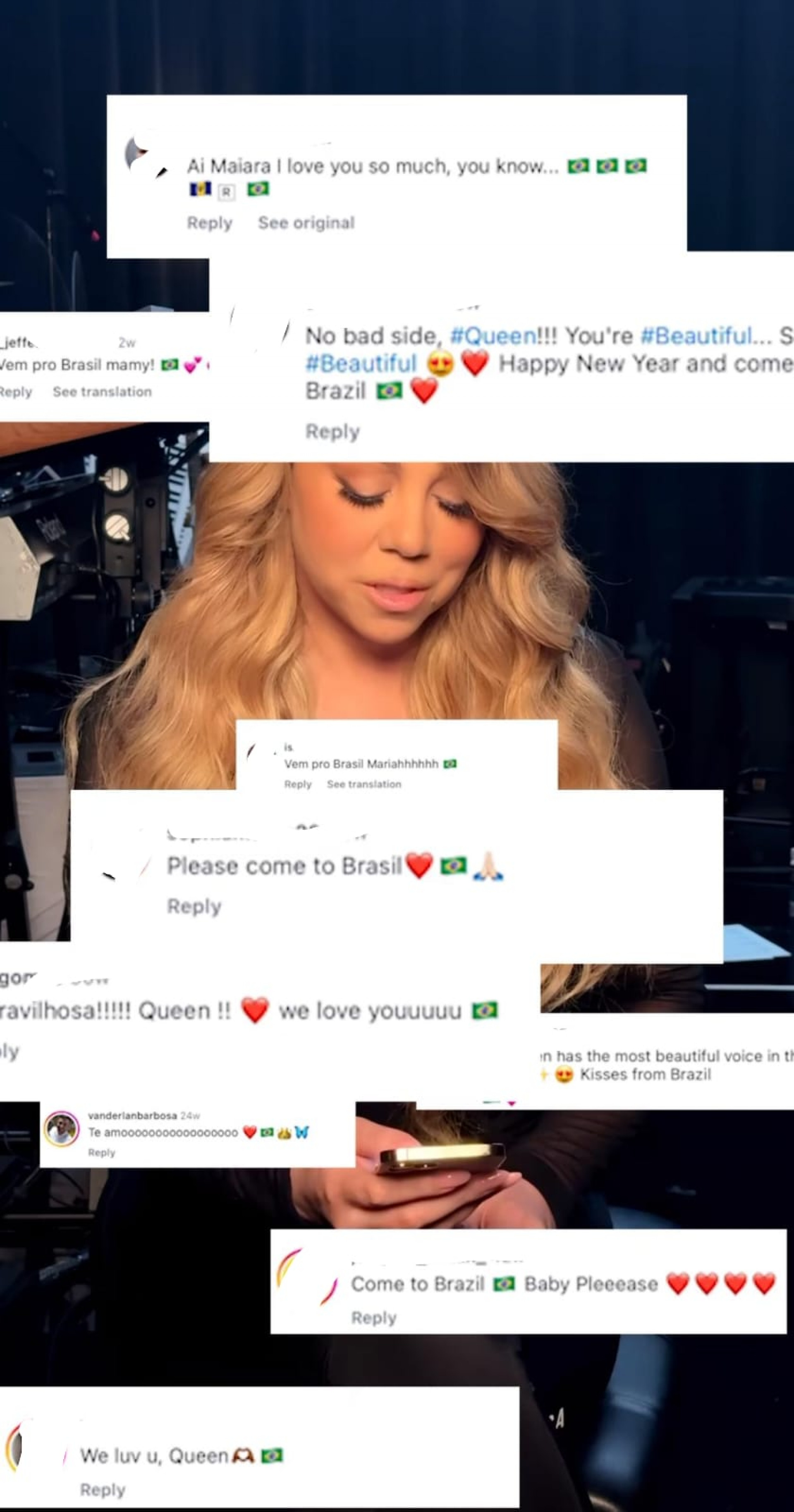 Mariah Carey, uma das atrações do Rock in Rio, grava vídeo para o Brasil e fala português - Reprodução de vídeo / Instagram