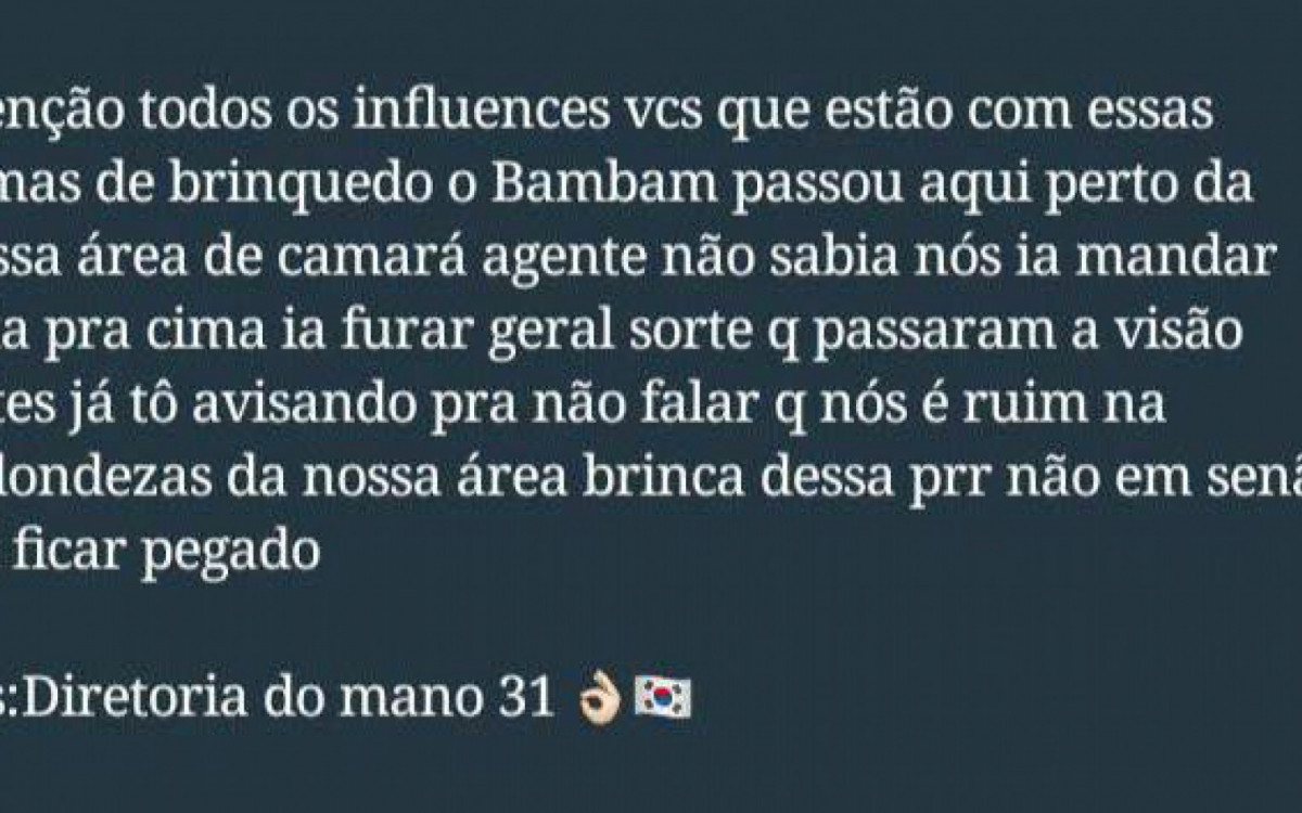 Criminosos publicam em rede social aviso de proibi&ccedil;&atilde;o aos moradores para n&atilde;o aderirem a "brincadeira"