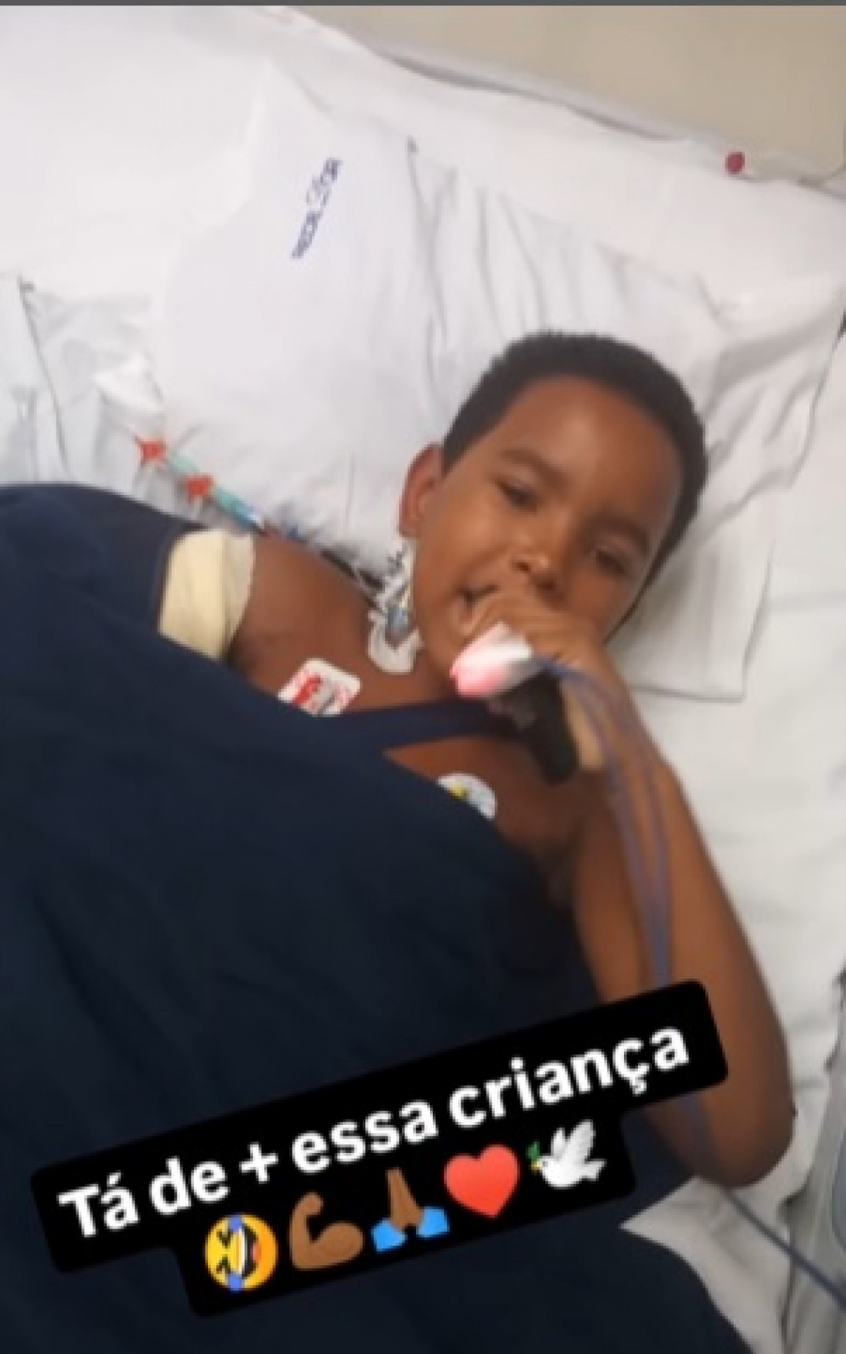 Davi Geovane, de 8 anos, tem boa recuperação no Hospital Quinta D'OR, na Zona Norte - Reprodução/Redes sociais