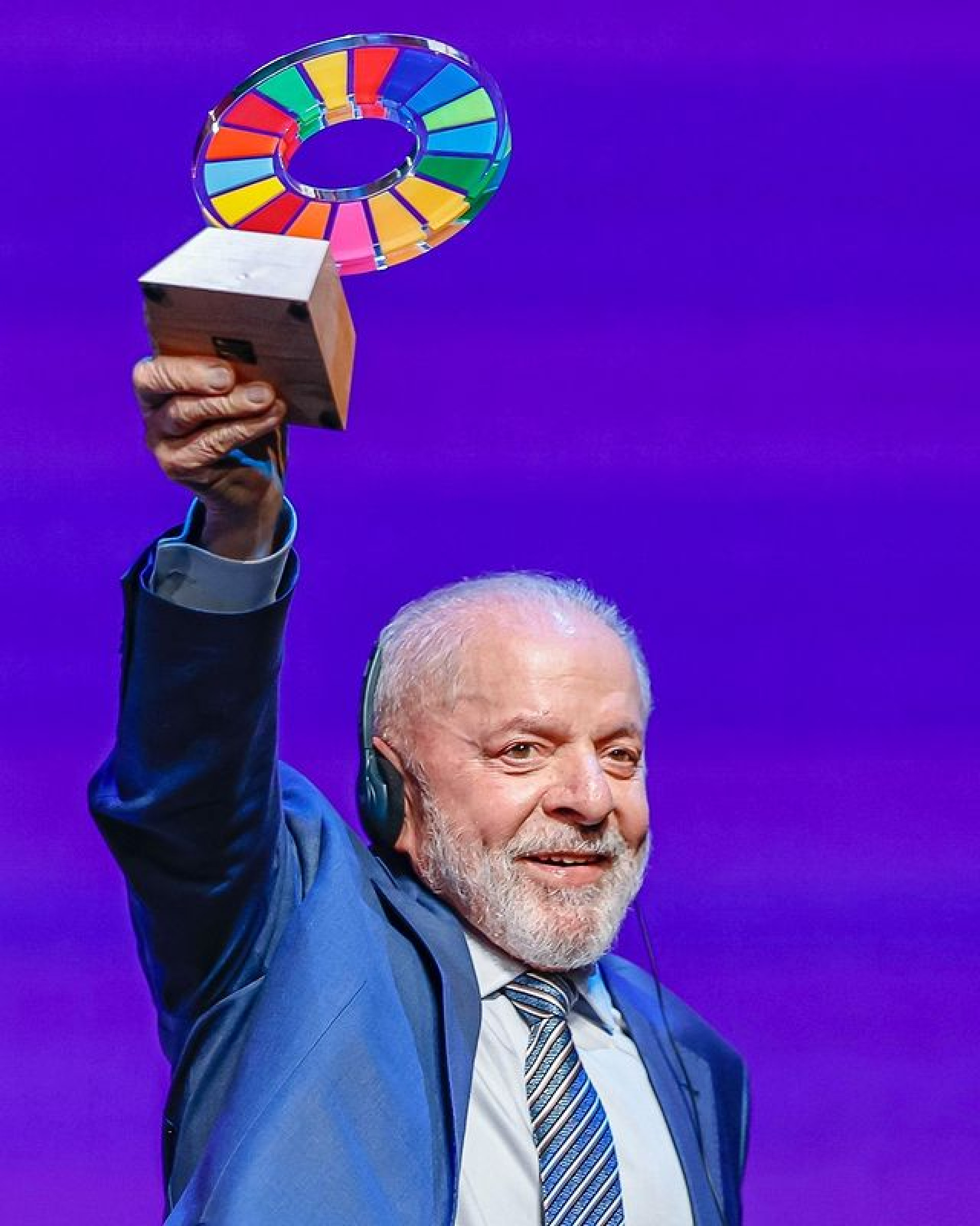 Lula durante evento da iniciativa Goealkeepers, da Fundação Bill e Melinda Gates, nos Estados Unidos, nesta segunda-feira (23)
