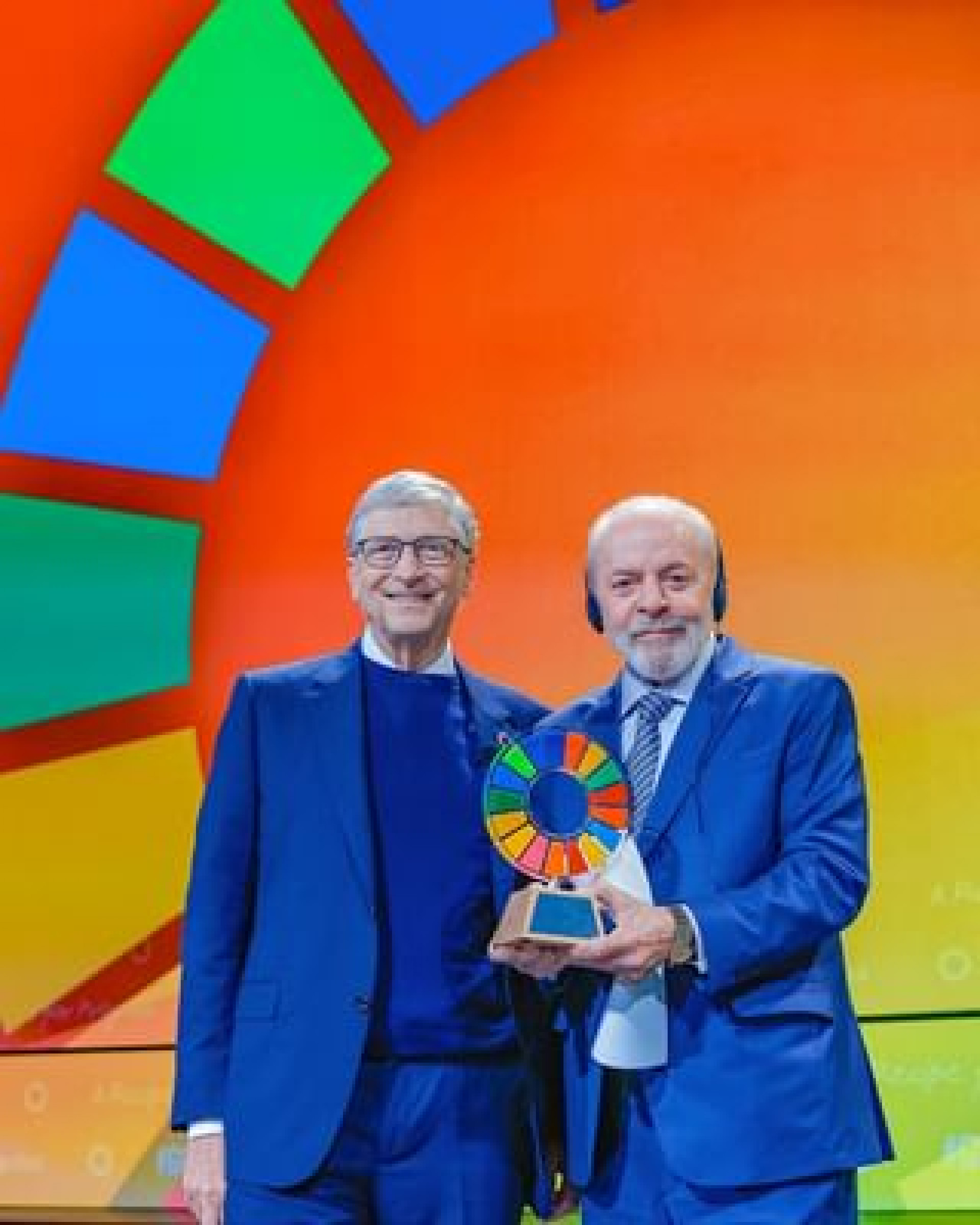 Lula durante evento da iniciativa Goealkeepers, da Fundação Bill e Melinda Gates, nos Estados Unidos, nesta segunda-feira (23)
